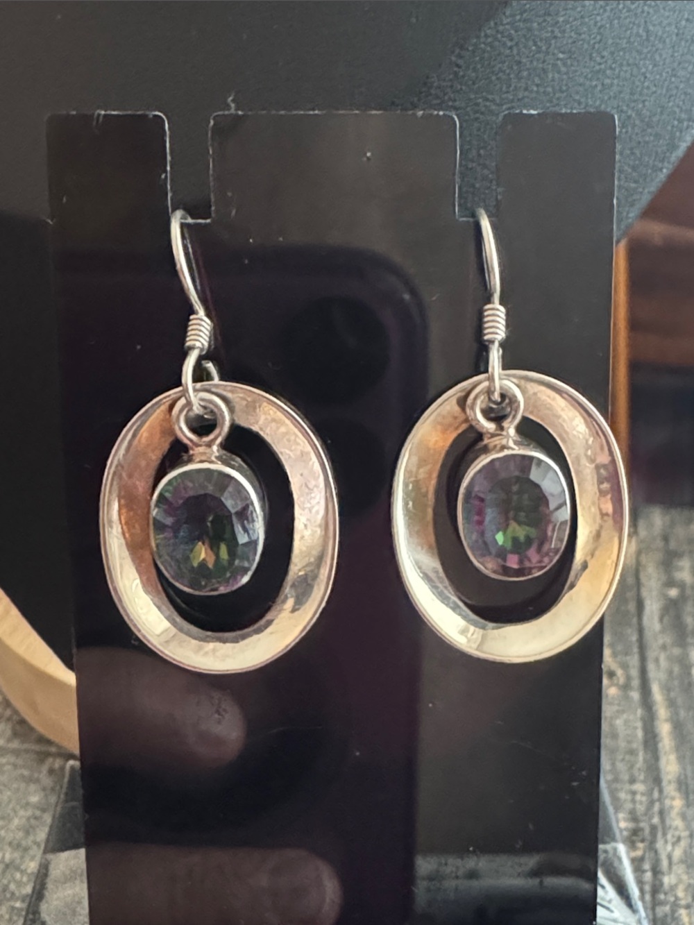 Sterling Silver Modern Mystic Topaz Oval Drop Earrings
